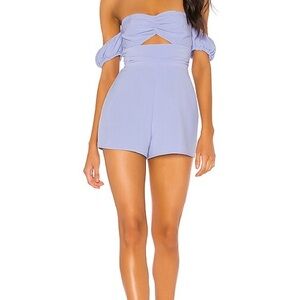 NBD x Naven Kelsey Romper in Pale Iris Off shoulder